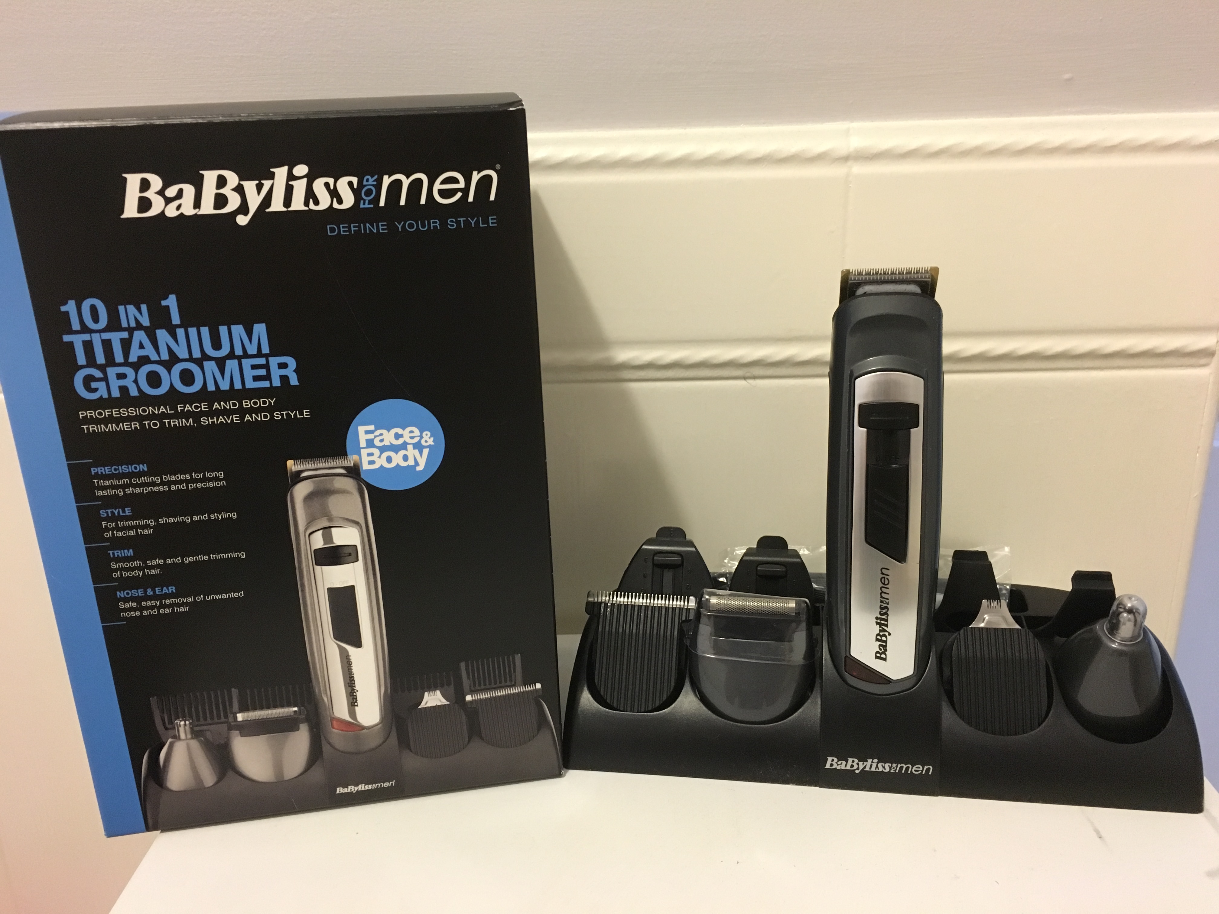 BaByliss 10 in 1 Titanium face & body grooming kit Life of Man
